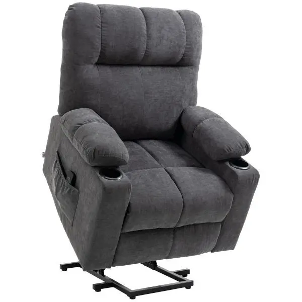 HOMCOM Sessel mit Aufstehhilfe Elektrischer Relaxsessel mit Massagefunktion 713-152V90CG