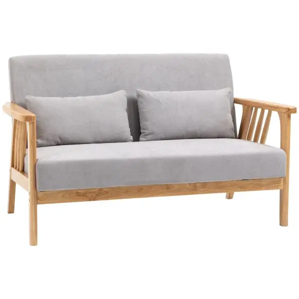 HOMCOM Zweisitzer 2-Sitzer Sofa Doppelsofa mit Armlehne Loveseat mit Samtoptik 839-594V00GY