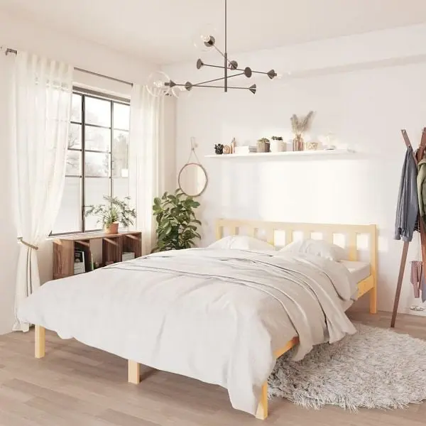 vidaXL Massivholzbett Kiefernholz 140x200 cm 810082