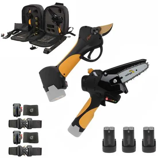 Kit Akku-Astkettensäge Flora PCP100A + elektrische Baumschere Agritec Flora PC32 für Camping und Garten