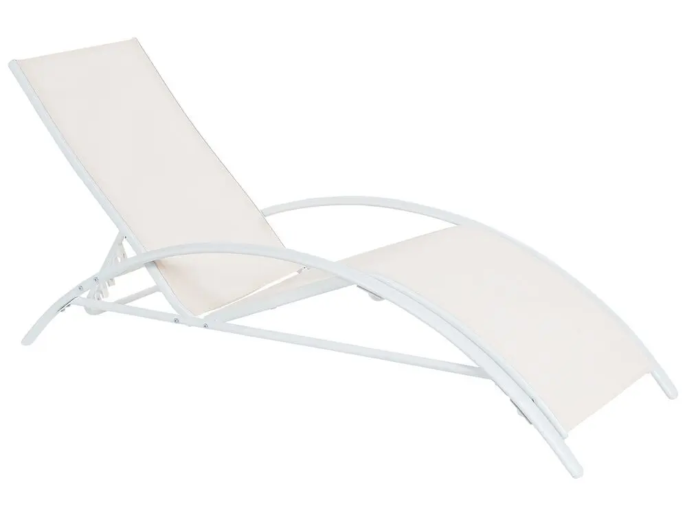 Steel Folding Garden Sun Lounger Beige GAETA