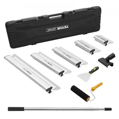 VEVOR Trockenbau-Spachtelklingen-Set 178/254/356/406/610mm Spachtelklingen + 862-2072 mm Verlängerungsgriffstange Edelsta...