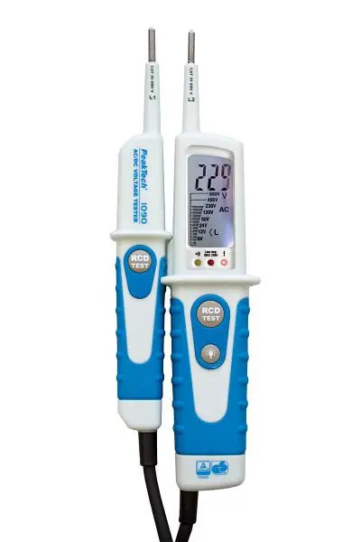 PeakTech Zweipoliger AC/DC-Spannungsprüfer mit LCD-Display P 1090
