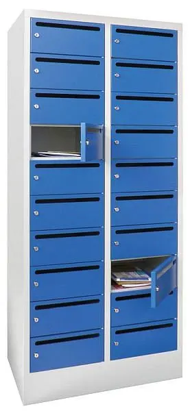 Pavoy Schließfachschrank mit Sockel 1850/500/600 2b x 10h Zylinderschloss Abteilbreite 300 Briefschlitz 20 mm 61265-203-4...