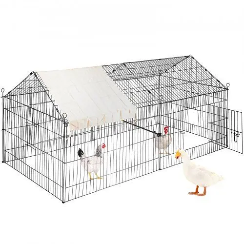 VEVOR Hühnerstall 220 x 106 x 104 cm Freilaufgehege aus pulverbeschichtetem Eisen JS865X405X4052KLUV0