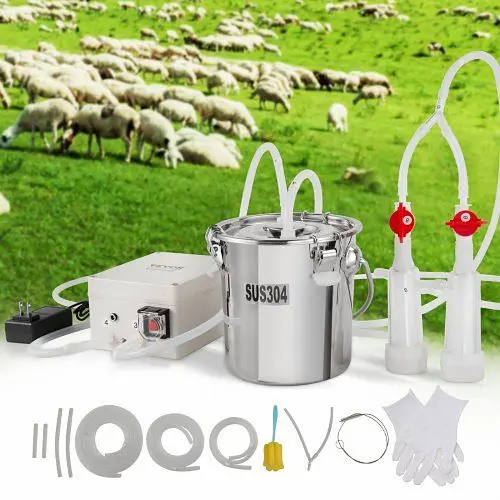 VEVOR Melkmaschine 3-L-Eimer aus 304-Edelstahl mit Bechern und Silikonweisech Lebensmittelqualität BXSJNJCD3L3042GL5V2