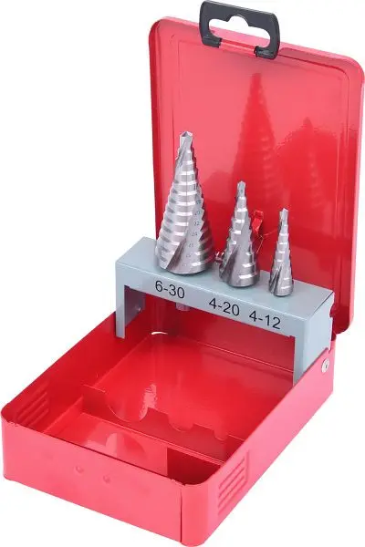 KS Tools HSS Stufenbohrer-Satz Stahlblechkassette 3-teilig 330.2403