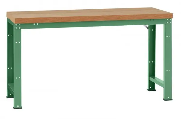 Manuflex Grundwerkbank PROFI Standard mit massiver Bucheplatte BxTxH = 1250 x 700 x 840 mm Resedagrün WP3042.6011