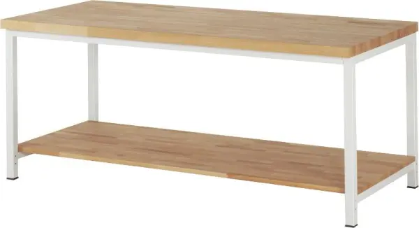 RAU Werkbank Serie 8000 - Gestell-Konstruktion (Schweißgestell) Buche-Massiv-Ablageboden 2000x840x900 mm 03-8000-7-209B4S.12