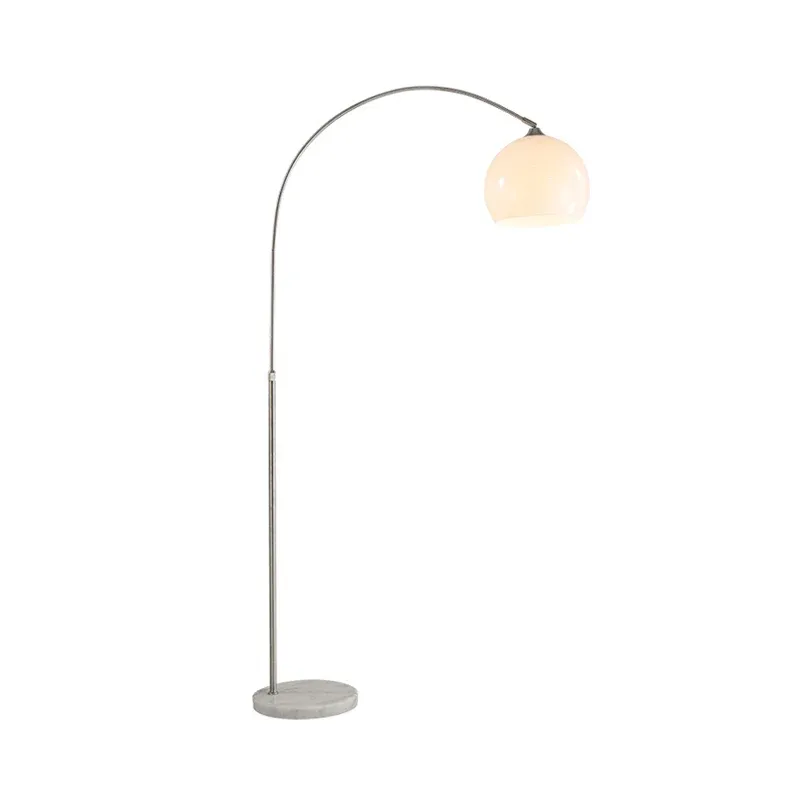 Breitband- Milchglas-Global-Stehleuchte, minimalistische Stehleuchte mit 1 Glühbirne, weiß, mit gewölbtem Arm