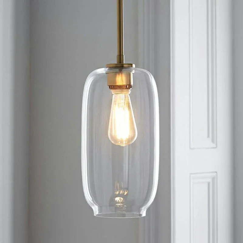 LED-Ersatz- Klarglas-Hängeleuchte Becherform, Simplicity, 1 Glühbirne, Gold-Finish, Pendelleuchte
