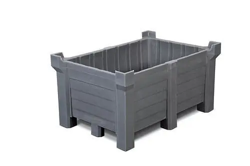 DENIOS Stapelbehälter aus Polyethylen (PE) 90 Liter Inhantik 70 Liter Auffangvolumen geschlossen grau 185801