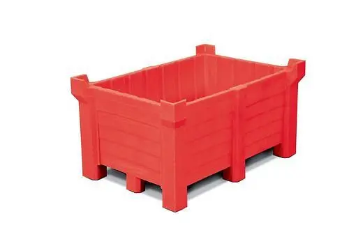DENIOS Stapelbehälter aus Polyethylen (PE) 90 Liter Inhantik 70 Liter Auffangvolumen geschlossen rot 185802