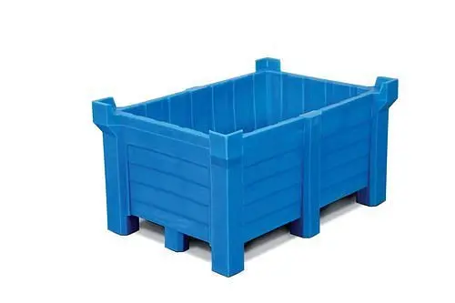 DENIOS Stapelbehälter aus Polyethylen (PE) 90 Liter Inhantik 70 Liter Auffangvolumen geschlossen blau 185804