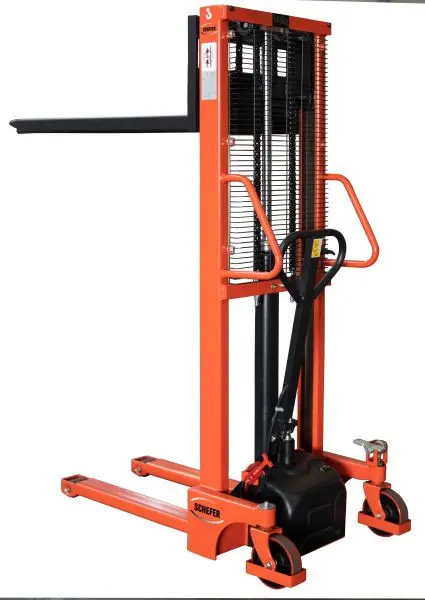 Schefer Stapler 1000 kg - 1600 mm HSE Eco Professional Semi elektrisch heben/senken manuell fahren inkl. Batterie &amp...