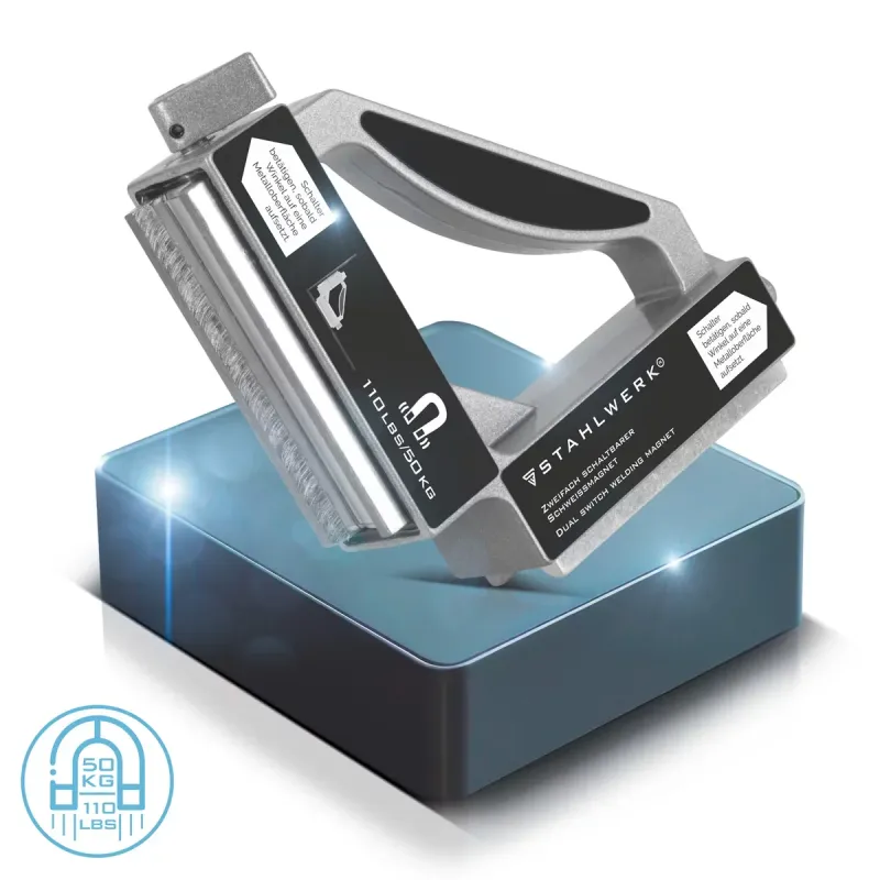 STAHLWERK Zweifach Schaltbarer Schweißmagnet | 90 Grad Eckmagnet mit zwei Schaltern | Starke Magnetschweißvorrichtung mi...