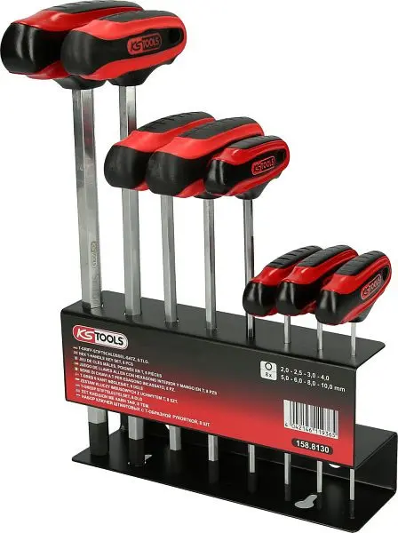 KS Tools T-Handhabung-Innensechskant-Schlüssel-Satz 8-teilig 158.8130
