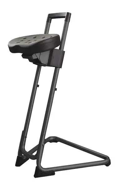 Lotz "Die Standhafte" Stehhilfe Kunstleder-Sitz u Gestell schwarz höhenverstellbar 600-850 seitlich sch...