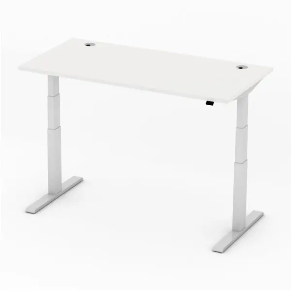 Deskin Sitz-/ Stehtisch Comfort MULTI M Dekor weiß B 1600 x T 800 x H 640-1300 mm Alusilber 275269