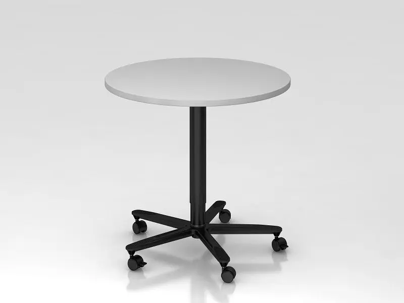 Hammerbacher Säulenhubtisch 80cm rund Grau/Schwarz Gestell Schwarz VST08/5/D