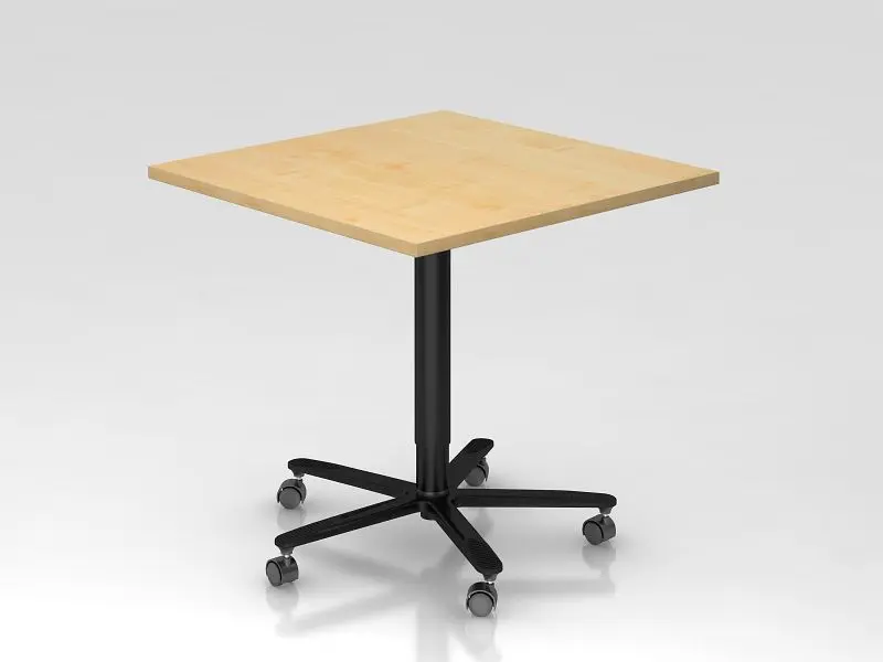 Hammerbacher Säulenhubtisch 80x80cm Ahorn/Schwarz Gestell Schwarz VST88/3/D