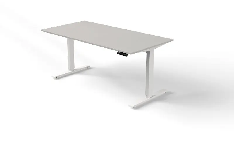 Kerkmann Sitz-/Stehtisch B 1600 x T 800 mm elektrisch höhenverstellbar von 720-1200 mm Farbe: lichtgrau 10380911