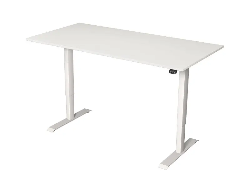 Kerkmann Sitz-/Stehtisch B 1600 x T 800 mm elektrisch höhenverstellbar von 720-1200 mm Weiß 10360010