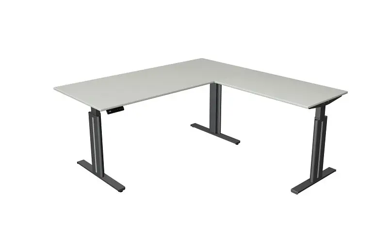 Kerkmann Sitz-/Stehtisch B 1800 x T 800 mm mit Anbauelement 1000 x 600mm elektrisch höhenverstellbar von 720-1200mm Memor...