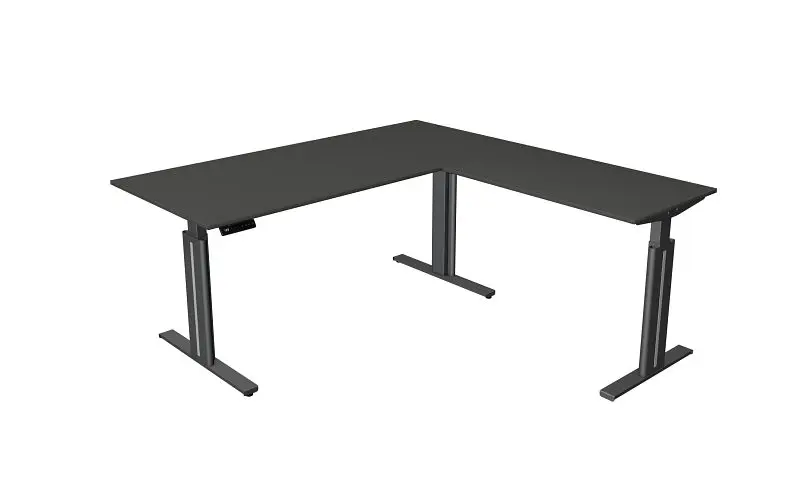 Kerkmann Sitz-/Stehtisch B 1800 x T 800 mm mit Anbauelement 1000 x 600mm elektrisch höhenverstellbar von 720-1200mm Memor...