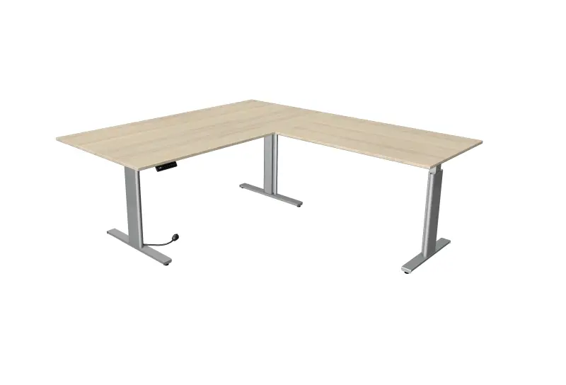 Kerkmann Sitz-/Stehtisch Move 3 silber B 2000 x T 1000 mm mit Anbauelement 1200 x 800 mm Ahorn 10235750
