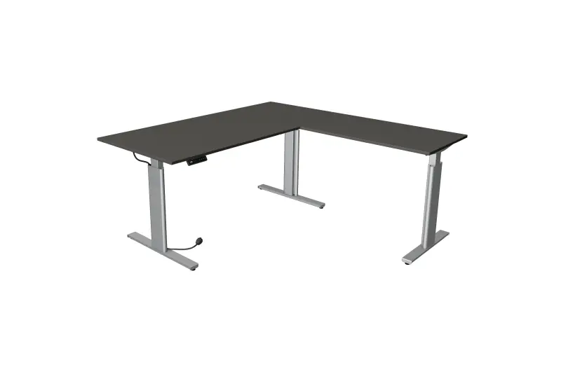 Kerkmann Sitz-/Stehtisch Move 3 silber B 2000 x T 1000 mm mit Anbauelement 1000 x 600 mm anthrazit 10234413