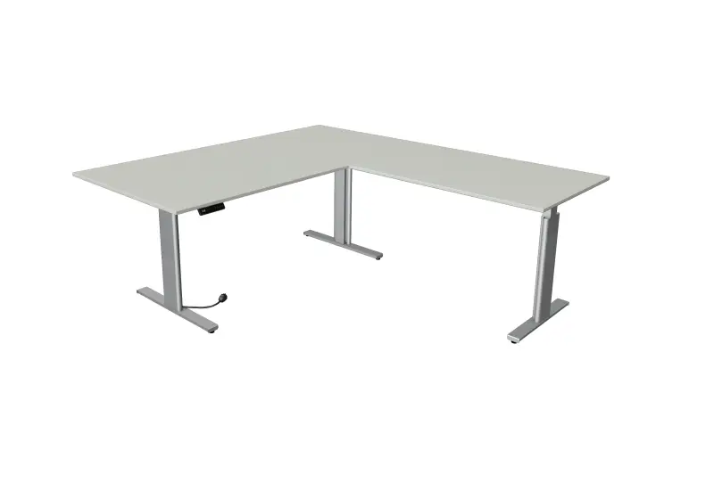 Kerkmann Sitz-/Stehtisch Move 3 silber B 2000 x T 1000 mm mit Anbauelement 1200 x 800 mm lichtgrau 10235611