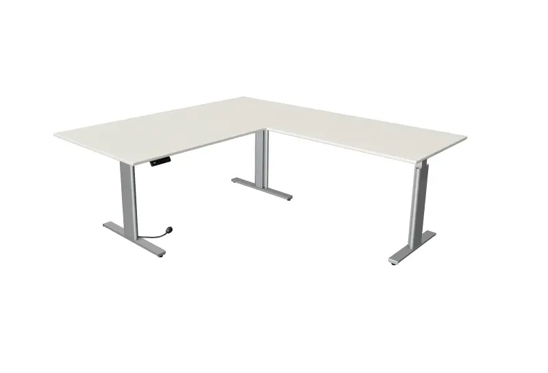 Kerkmann Sitz-/Stehtisch Move 3 silber B 2000 x T 1000 mm mit Anbauelement 1200 x 800 mm weiß 10235510