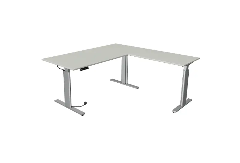 Kerkmann Sitz-/Stehtisch Move 3 silber B 2000 x T 1000 mm mit Anbauelement 1000 x 600 mm lichtgrau 10234111