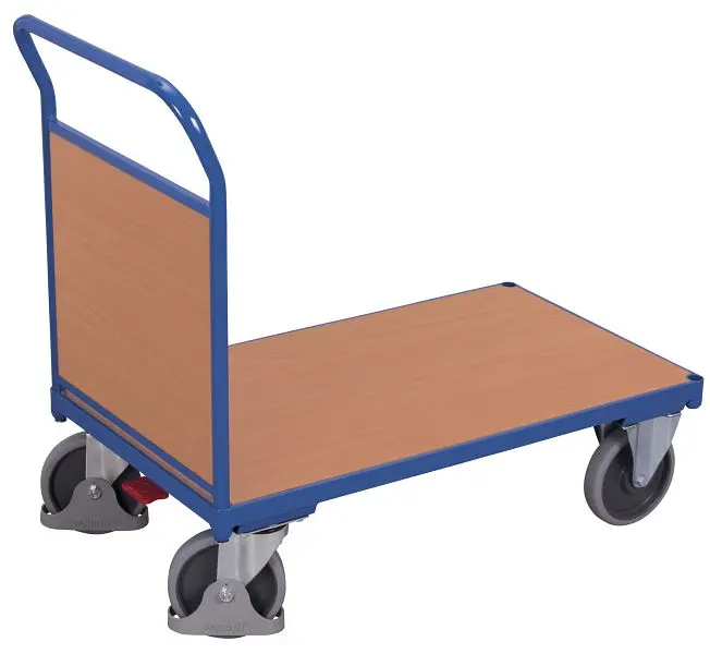 VARIOfit Stirnwandwagen mit Holz Ladefläche: 1.230 x 800 mm RAL 5010 enzianblau sw-800.102