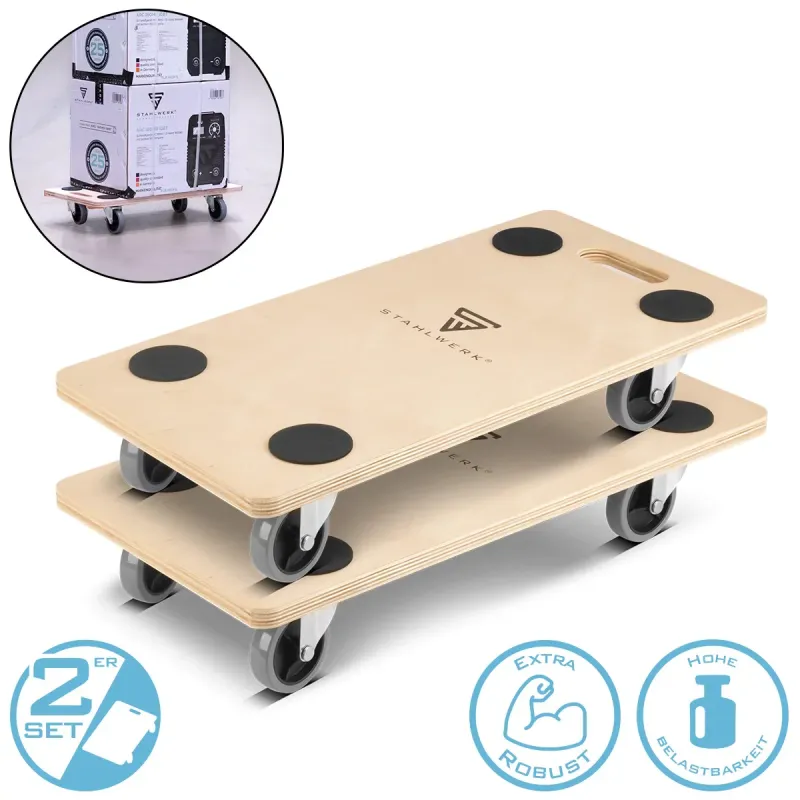 Steelwork trolley TRS-250 ST 2 SET 250 kg load capacity and rubberized steering rollers 58 x 29 cm platform car | Transpor...