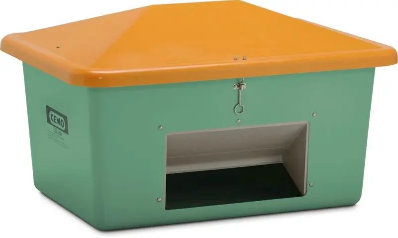 Cemo Streugutbehälter 550 l mit Entnahme grün/orange 10838