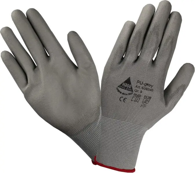 Hase Safety Feinstrick Handschuh mit Soft-PU Oberfläche grau Grösse: 6 VE: 10 Paar 509540-6