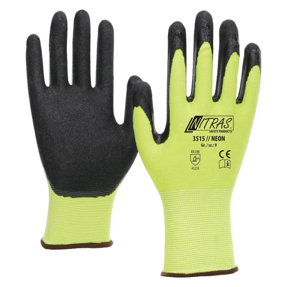NITRAS Strickhandschuh NEON Polyester-Nitril neongelb Grösse: 7 VE: 144 Paar 3515-7