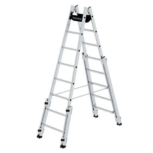 Munk Günzburger Steigtechnik Alukleinformatum Stehleiter 2x8 Sprossen treppengängig 033516