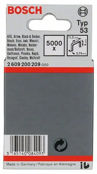 Bosch Feindrahtklammer Typ 53 114 x 074 x 6 mm 5000er-Pack 2609200209