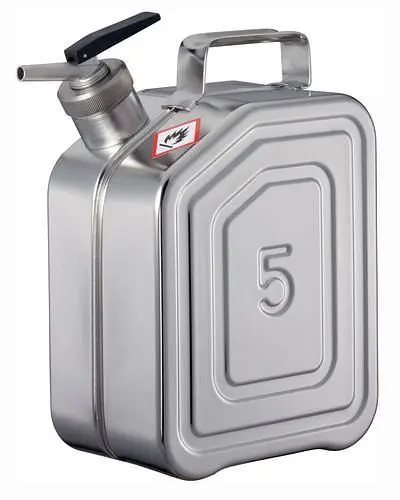 DENIOS Edelstahlkanister mit Feindosierhahn 5 Liter Volumen 117341