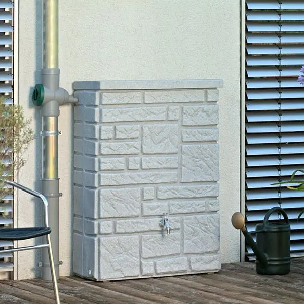 ewuaqua iWater PE-Regenwasserspeicher bepflanzbar Maurano 300 l granit 13231