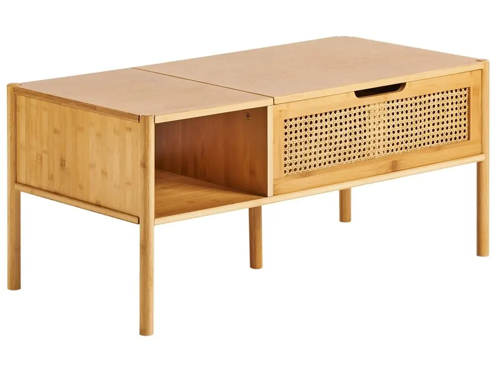 Couchtisch Bambusholz naturfarben rechteckig 48 x 99 cm SURREY
