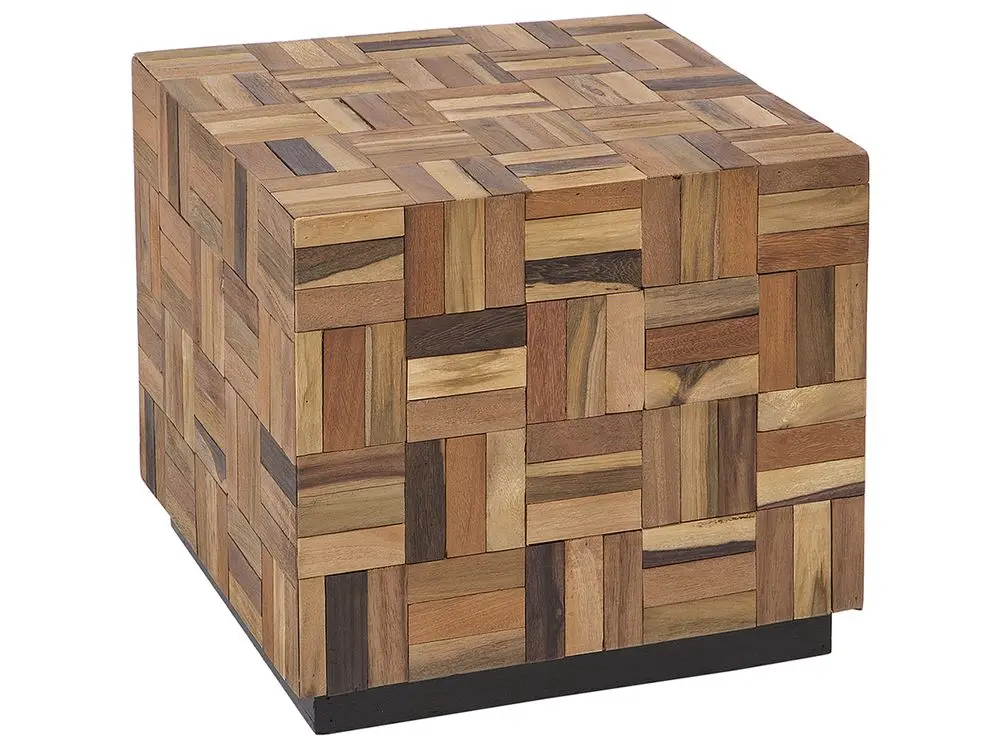 Stabile Aluminium- Couchtisch Teakholz braun quadratisch 45 x 45 cm GAMETI