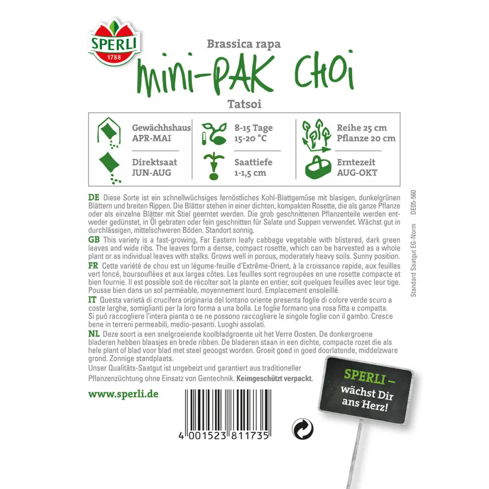 Sperli Mini-Pak Choi Tatsoi | 36253