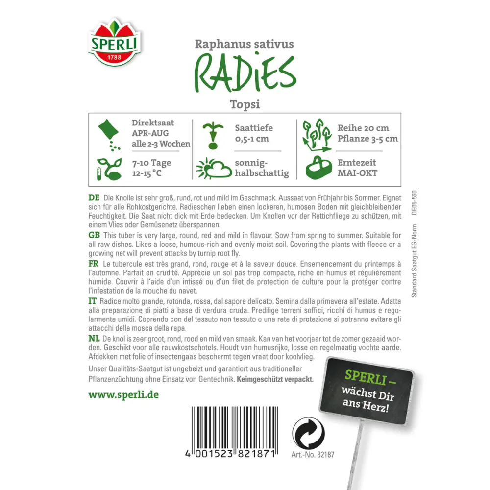 Sperli Radieschen Topsi | 36333