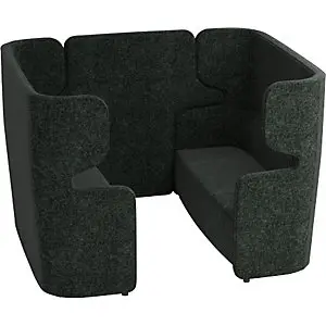 Akustiksofa VIVO, 2 Zweisitzer mit hoher Rückenlehne, Mittelwand, anthrazit. mit Reißverschluss & Belüftung