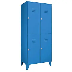 Doppelstock-Spind Berlin 2, 2 Abteile, lichtblau, Breite 800 mm, flache Dachform. aus PVC-beschichtetem Polyester