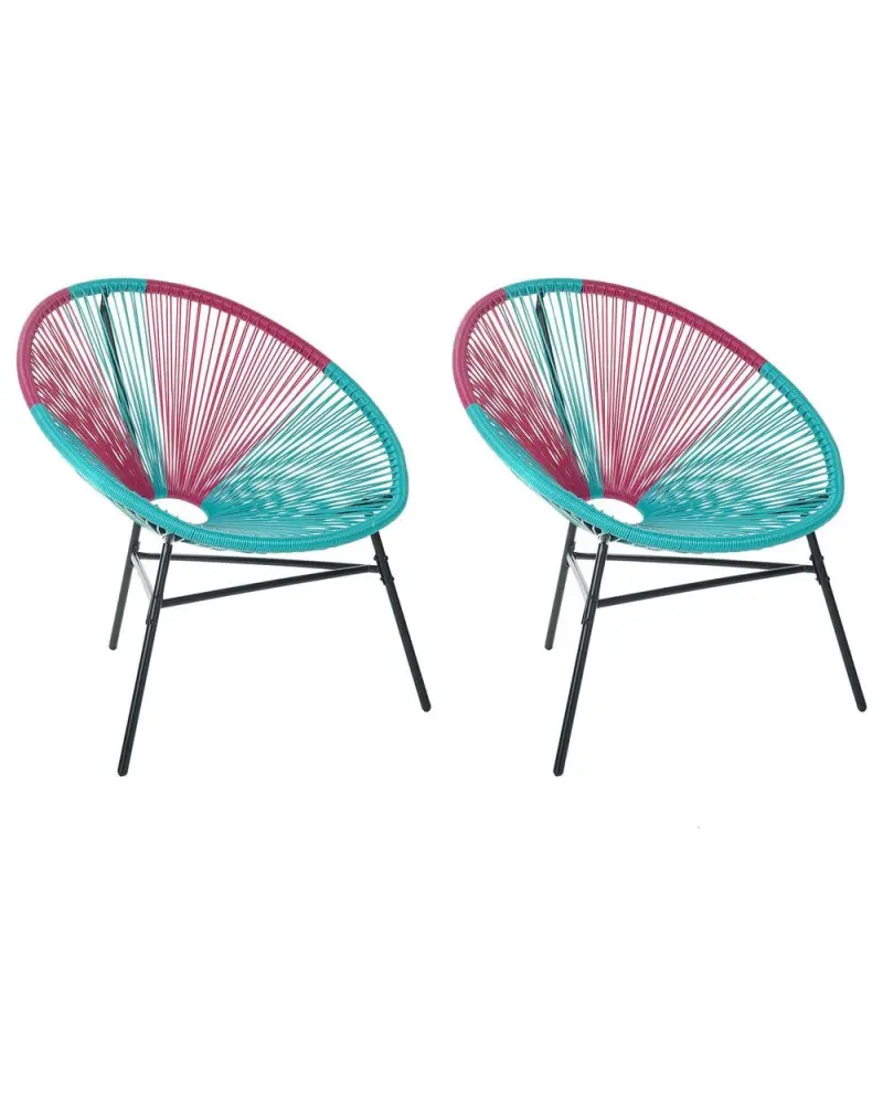 Gartenstuhl 2er Set ACAPULCO Polyrattan Türkis Grau und Transparent